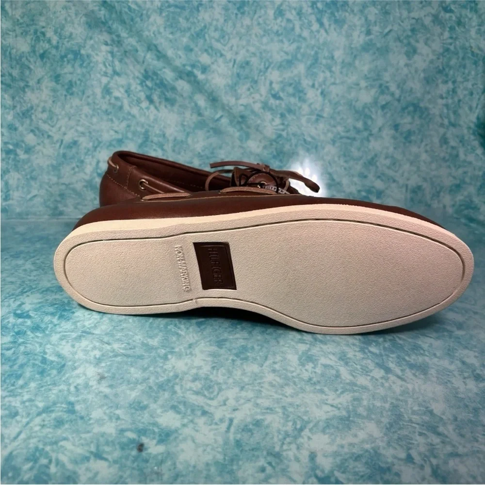 Tommy Hilfiger Brown Faux Brown Leather Boat Shoe Loafers Men’s Size 10